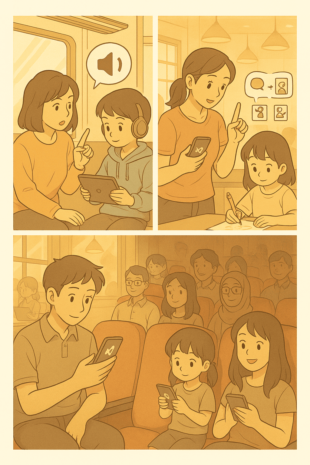 公眾場合「無外放聲音」教法：短口令 × 視覺卡 × 兩週實驗