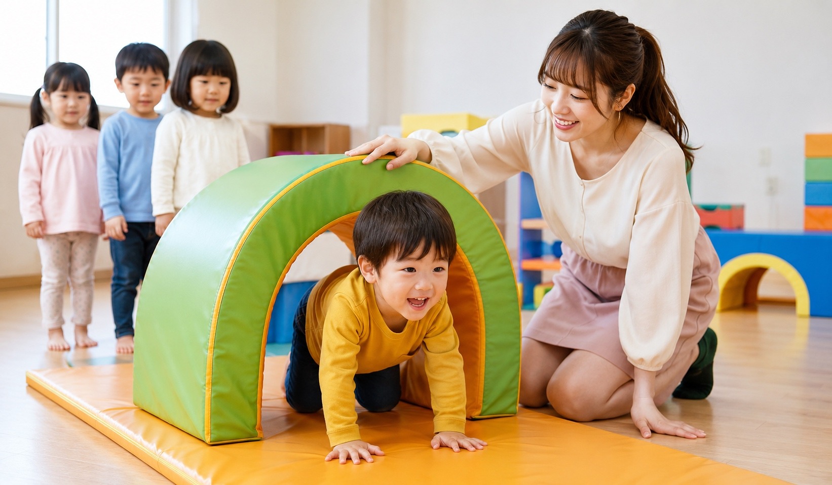 山洞鑽鑽樂｜幼兒練習排隊與身體協調的團體遊戲